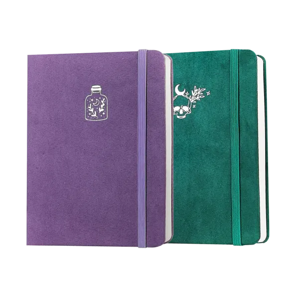 Notizbücher Jourmore Soft Touch Purple und Green Velvet Cover B6 (5.35*7,6 '') Schädel Dickes Papier gepunktete Gitter -Notebook -Journal