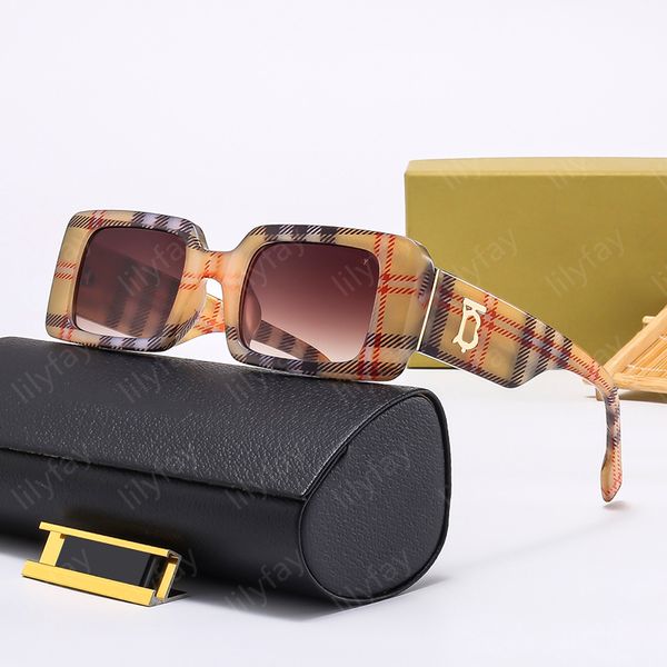 Óculos de sol de moda listra para mulheres designer de luxo de luxo Óculos de sol para homens para homens Ópulos de verão Letters de ouro Sun Glass Square Lens Eyeglass com caixa -7