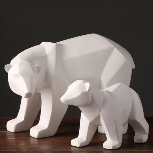 Einfache weiße abstrakte geometrische Eisbären Skulptur Ornamente Moderne Wohndekoration Geschenkhandwerk Ornamentation Statue T2003312548