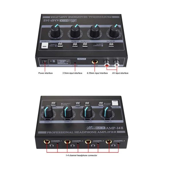 Amplificatore cuffia amplificatore 4channel Farerolloy mono/monitor stereo set AMPI4 (100240V) Amplificatore per cuffie addebiti