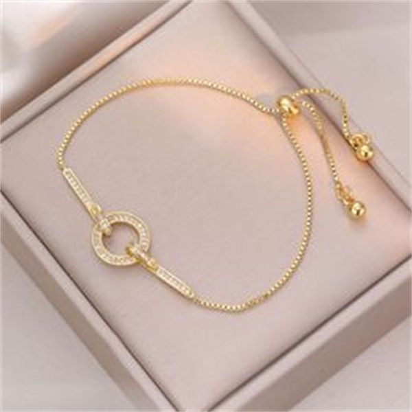 Bracciale Instagram femminile con anello di diamanti, bracciale che tira zircone, regalo migliore amico, artigianato rosso Internet Trendy