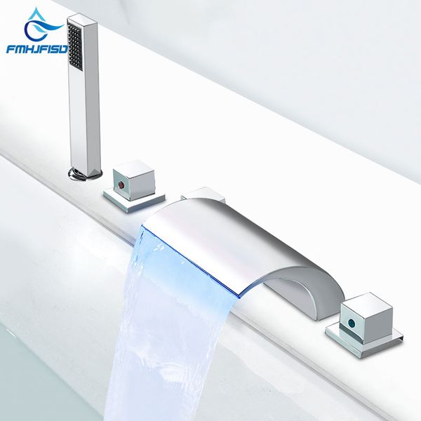 LED 5 pezzi rubinetto da bagno Triple manico a doppia beccuccio set di rubinetti della vasca diffusa rubinetto per la doccia per doccia con manuale