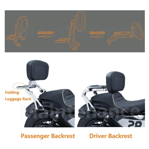 Motorcycle Motor-Fins Furposing Passenger Backrest com barras de maricas dobráveis para BMW R18