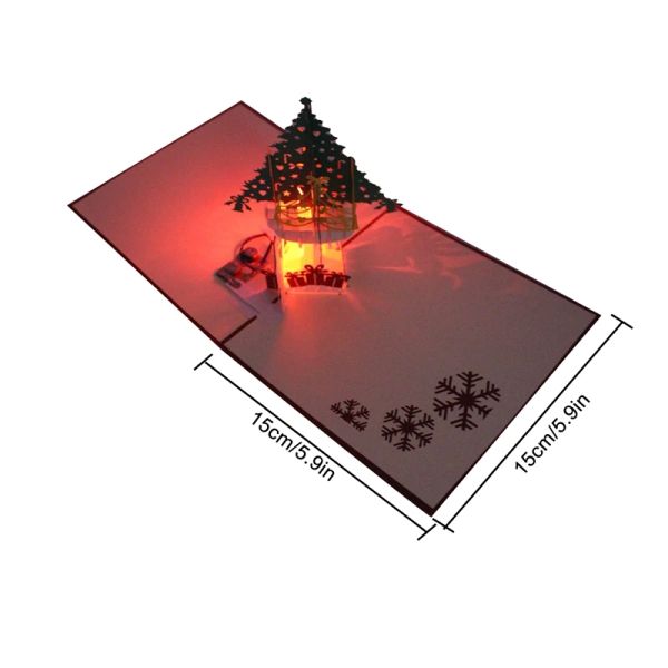 Weihnachten 3D Pop -up -Grußkarten Led Light Music Card mit Umschlag Postkarten für Weihnachtsgeschenkdekoration