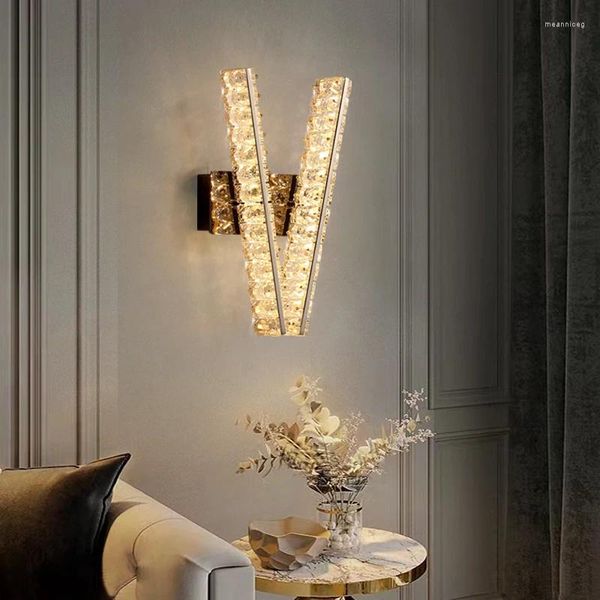 Настенная лампа светодиодные современные хрустальные домашние декор сзирание роскошное дизайн