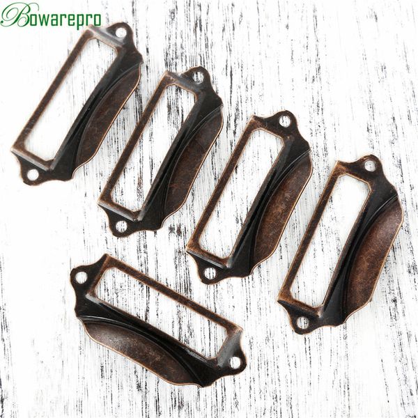 Bowarepropro Antique Rótulo de cobre Pull Holdrend Arquivo Nome do cartão do cartão para móveis Caixa da caixa da gaveta de gabinete 69*30mm 5pcs