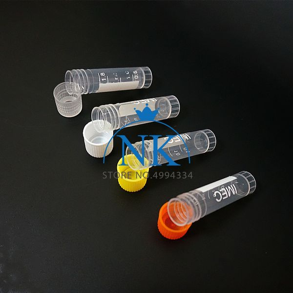 100 a 500pcs tubo de congelamento de plástico com tampa de cor, 1,8 ml de garrafas de amostra de tubo conservante criovial com frasco de dispensação de tinta em escala