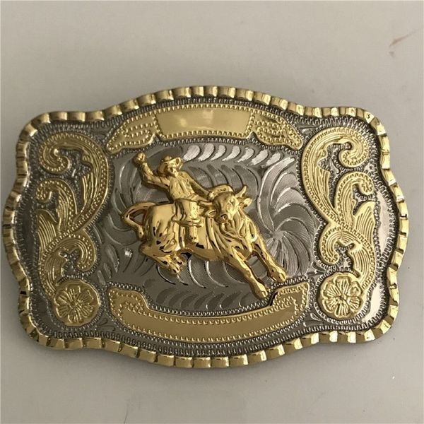 Silver Gold Ride Bull Cintura da cowboy Filla per uomini Ebillas Cinturon Jeans Belt Head Fit 4cm Wide Belts220U220U