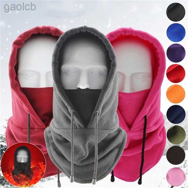 Moda yüz maskeleri boyun gaiter termal polar balaclava şapka kapşonlu daha sıcak bisiklet maskesi açık kış kayak spor erkek maskeli kapaklar 24410