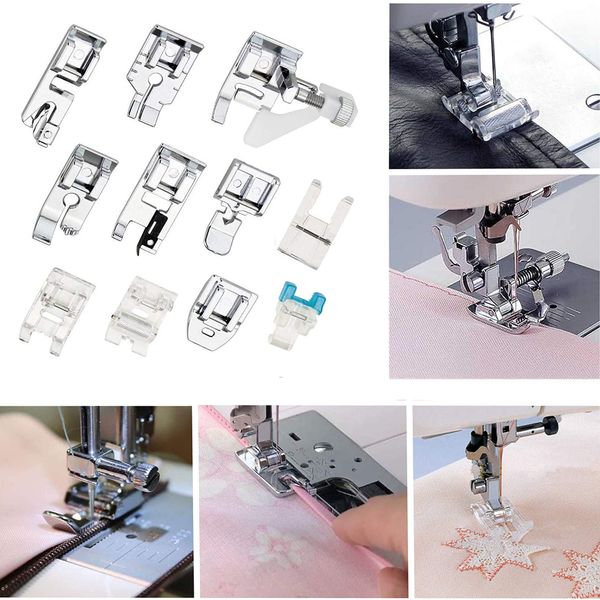 11 pezzi di cucitura per cucitura Kit di piede per presser Scattopi sul piede della macchina da cucire per la macchina da cucire a basso taglio