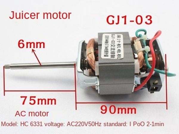 Accessori del motore di soyymilk a filo di rame Motore di soyymilk universale AC 220 V Motore a fila sottile su albero sottile