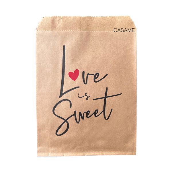 Liebe ist süße Hochzeit Candy Bag Party Gunst Papiertüten Herz Liebe gedruckte Papierhandwerkstaschen Bäckerei Taschen Valentinstag