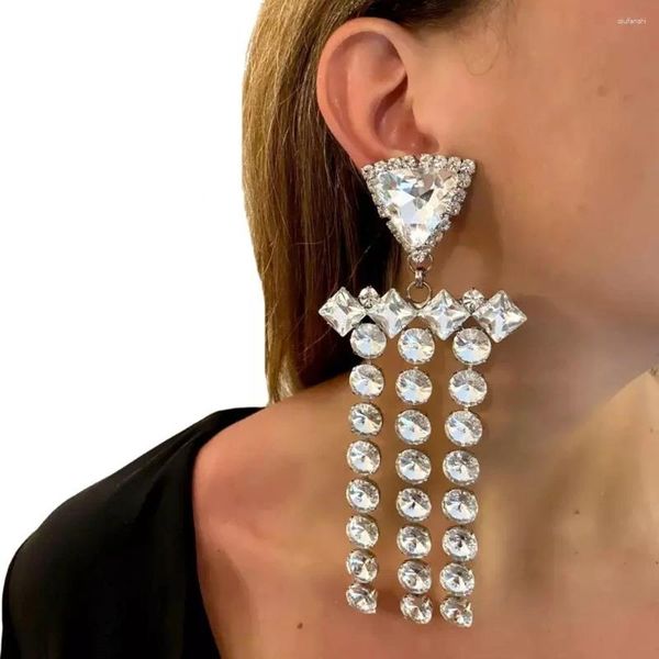 Orecchini a pennello Stonefans Ins Fashion Crystal Nappel Wedding for Women Exage Rhinestone Long Drop Drop Bridal Jewelry Gifts