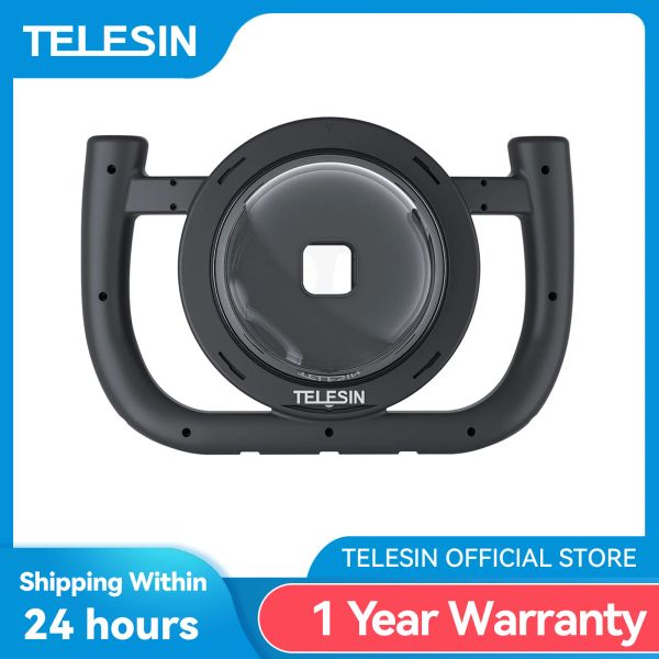 Kameras Telesin Dome Port 30m wasserdichte Handheld -Gehäusekoffer Abnehmbarer Stabilisator mit kaltem Schuh 1/4 Adapter für GoPro Hero 9 10