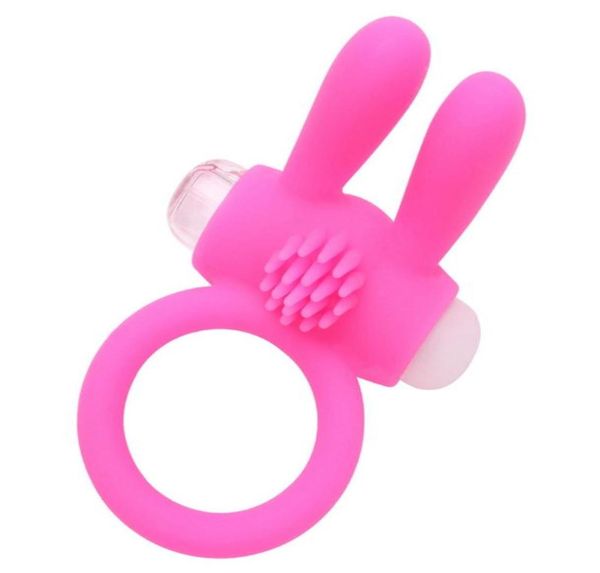 Sex Products Penis Rings Toys de sexo de vibrador Animal Rabbit Power Cock Ring Silicone Cock Rings Rings Pink Black9050190