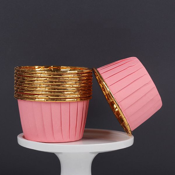 50pcs Gold Muffin Cupcake kalıp Pişirme Kılıf Kılıf Kalıp Fırın Alüminyum Folyo Kek Sargıcı Liner Düğün Doğum Günü Bebek Duş