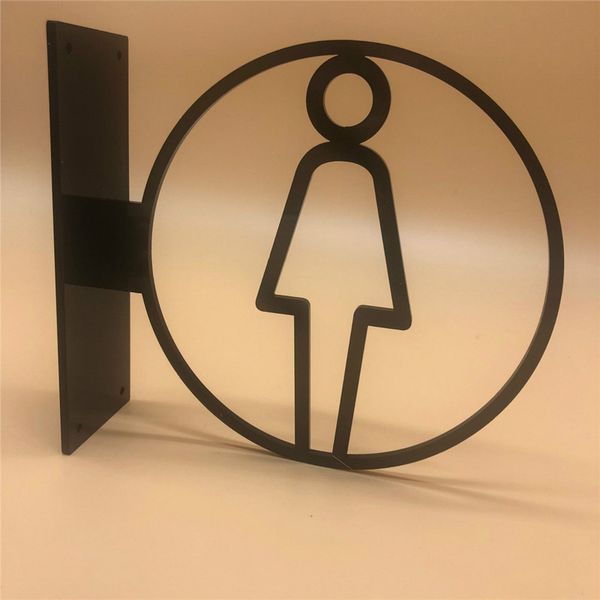 Montagem lateral 3D WC Sinais de porta Adesivo de porta Mulheres Mulheres banheiro sinal do banheiro Dicas da porta Guia Sinalização criativa Placa acrílica