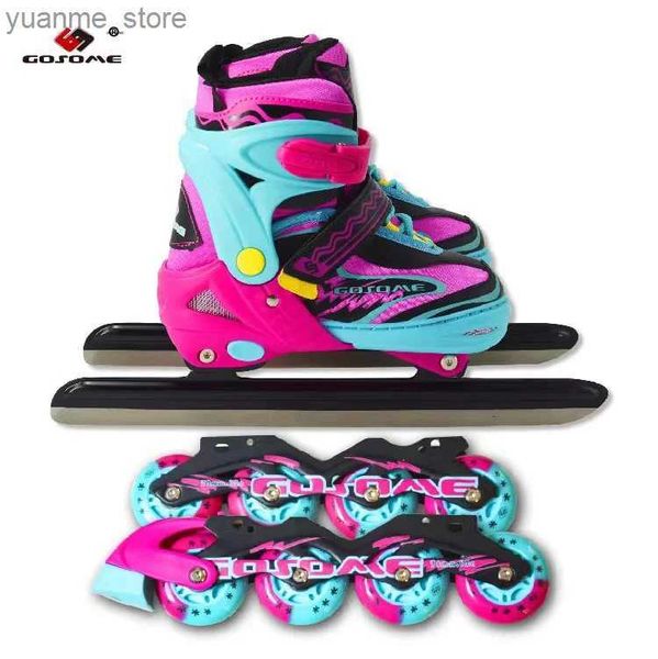 Patins em linha patins de uso duplo infantil e hardy skates de linha única de armação de aço intercambiado