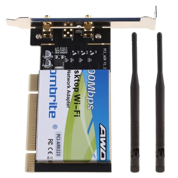 Schede AR9223 PCI 300M 802.11b/g/n Wifi Nirkabel Adattatore Kartu Utuk Desktop Laptop 6DB Antena