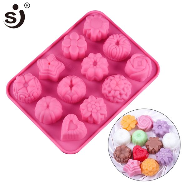 SJ 3D Baby Soap molde o coração em forma de rosa, reciclagem de molde de silicona