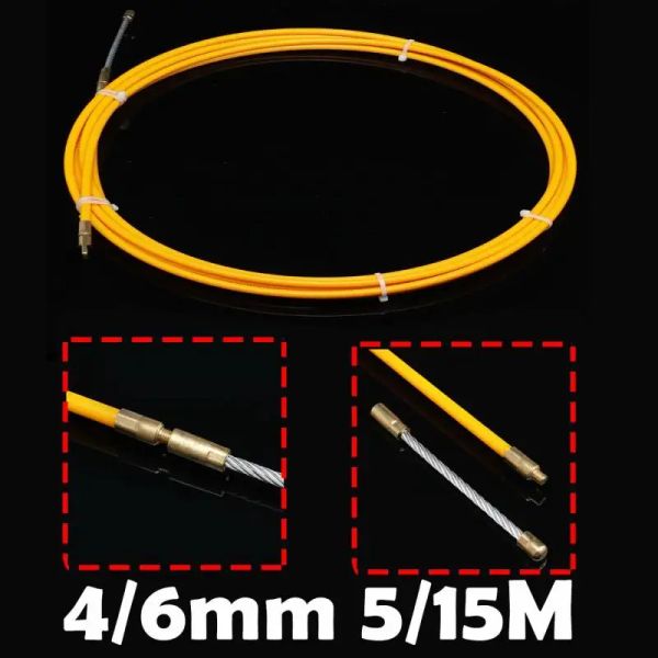 4/6mm 15m de cabo de fibra de fibra de vidro Push Push Excluste Cable Wire Kit de parede Cabo elétrico Hastes de instalação Acessórios de fiação Durável Durável