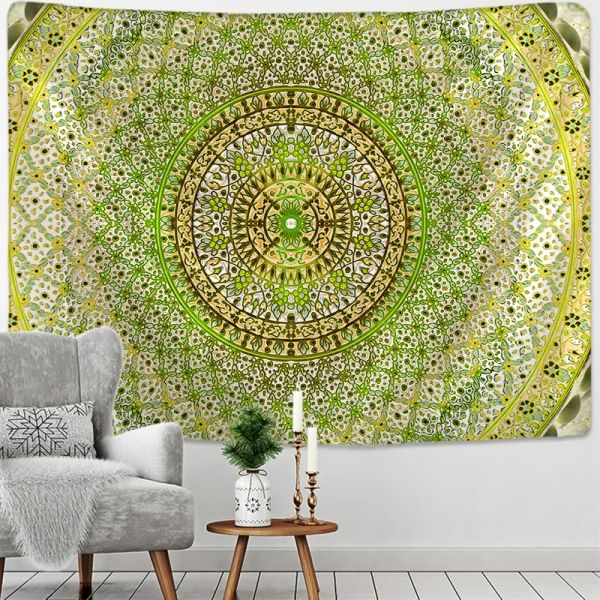 Parede de tapeçaria de mandala pendurada floral boho doro dormitório tapiz psicodélico tapeçaria hippie tapete indiano de fundo parede de tecido de fundo