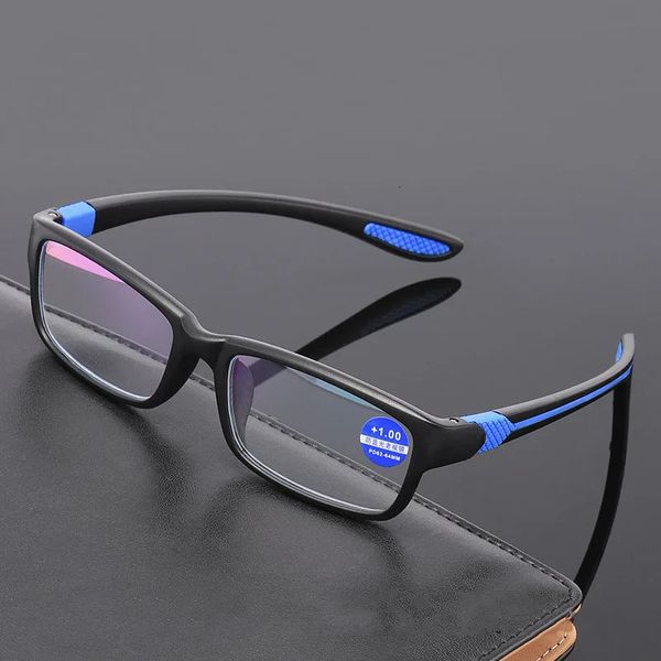 Occhiali da lettura per uomini donne sport anti-blu leggeri occhiali neri rossi tr90 cornice presbiopia occhiali da 100 a400 240410