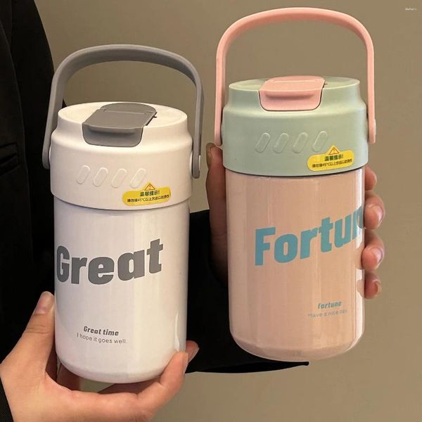 Su Şişeleri Çiçek Çay Yalıtım Kupası Ofis Öğrenci Yüksek Görünüm Tasarı Taşınabilir Saman Kahve