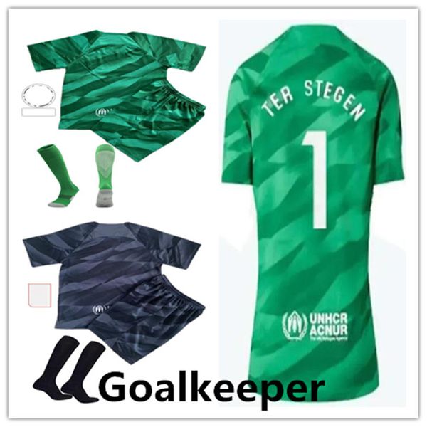 23 24 Kinder Torhüter Kit 1# ter Stegen Fußballtrikots Fußballhemd 2024 Kinder Fußballanzug