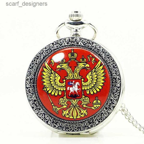 Orologi tascabili Fashion Vintage Silver Double Phoenix Wings Enamel Quartz Flip Clock Men FOB Catena Pocket ES for Men Women PB609 Y240410