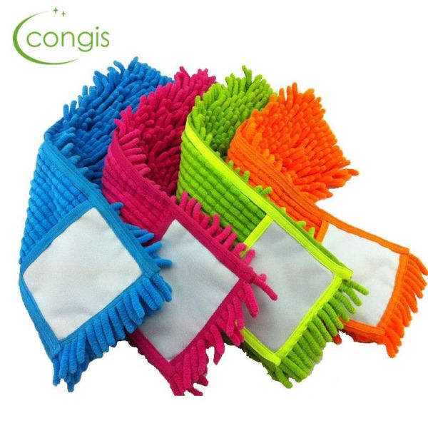 Congis 4pcs Conjunto Chenille Cabeça de esfregona plana para limpeza de piso MOPS SOLO