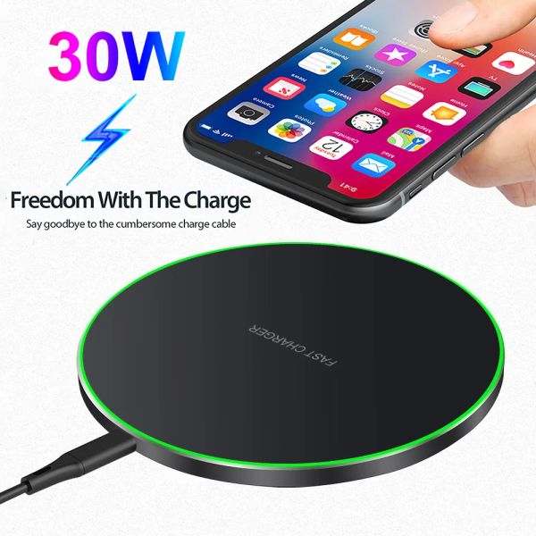 Chargers 30W /20W Fast Qi Charger Wireless para Doogee V30T Charger sem fio Charging Pad Novo