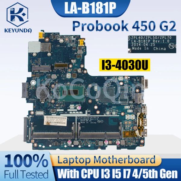 Placa -mãe para HP Probook 440 450 G2 Notebook Lab181p 799548001 799962001 799552601 782636001 i3 i5 i7 4/5ª placa -mãe laptop testada