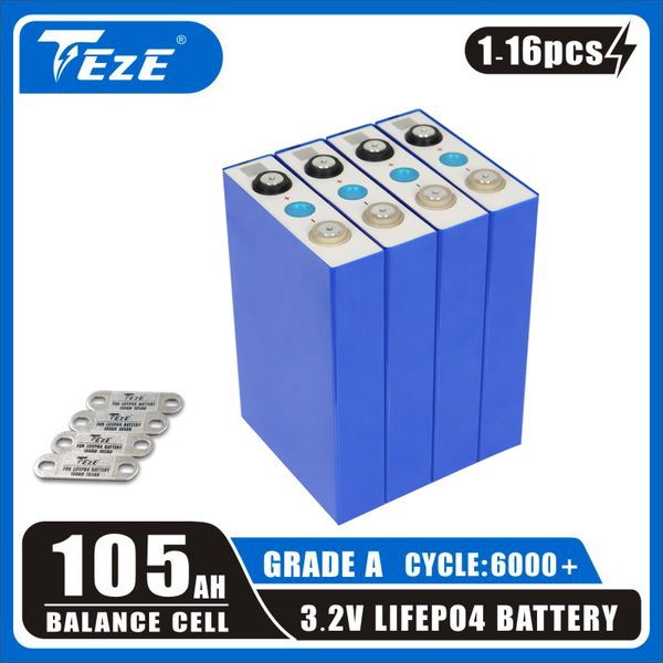 105AH 3.2V LIFEPO4 Código QR Battery Grade A 100% Capacidade para RV EV DIY 12V 24V Sistema de armazenamento de energia solar sem imposto DDP frete