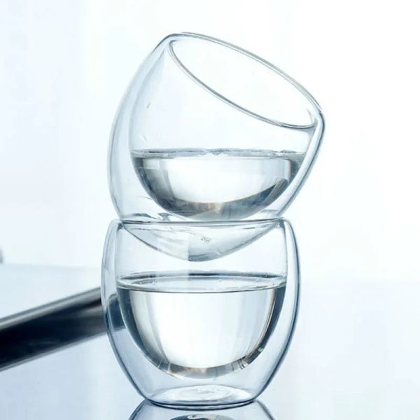 Hitzebeständige Doppelwandglas Tasse 80/150/250/350 ml Bier Kaffeewasser Tassen Transparent Tasse Großhandel Getränkglas Set