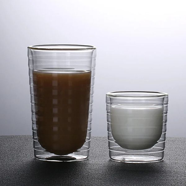 85 ml 150 ml 350 ml doppelte wand isolierte Glasbecher Transparent Schraube Büro Milch Tasse 2pcs Getränke Set Reisebecher Freunde Geschenk