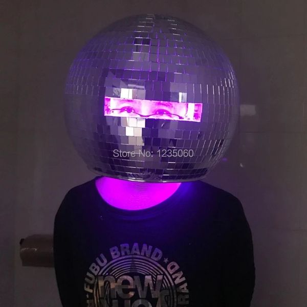 Disco Mirror Ball Mask Mask Costume specchio per DJ Nightclub Musical Festival Dance Rave Mirror Mirror Man Show Girls Mirror Girls