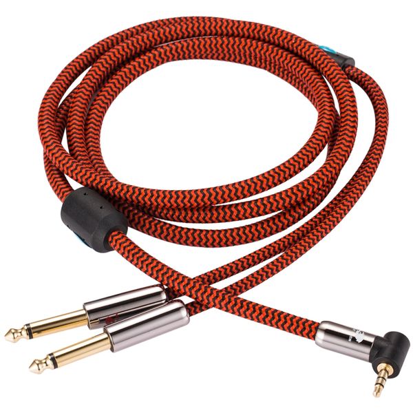 Hifi Audio Cable 90 -градус мини -разъем 3,5 мм до двухместного кабеля с 1/4 дюймом.