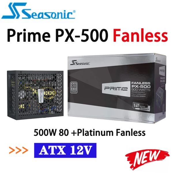 Suprimentos SSR500PL Seasonic Prime Fanless PX500 ATX 12V 500W 80 +Design sem ventilador de platina Full Modular 20 +4pin Computador de conector principal