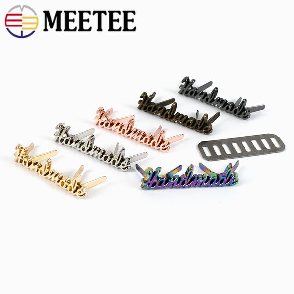 10/20pcs Rechteck 10x35mm handgefertigtes Metallbeutel Etikett Handweite Dekorative Tags für Geldbeutelbeutel DIY -Hardware -Nähzubehör