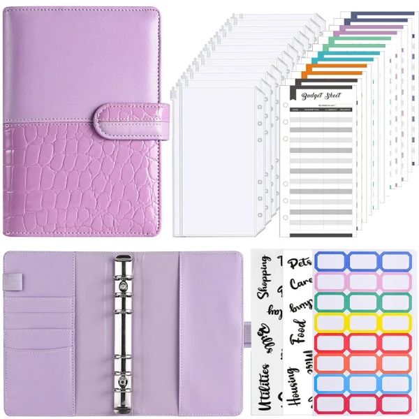 Notebooks Pianificatore di budget in contanti A6 Binder Notebook con cerniera in pelle Splicing Diary Journal Christmas Gift School Stationery Forniture