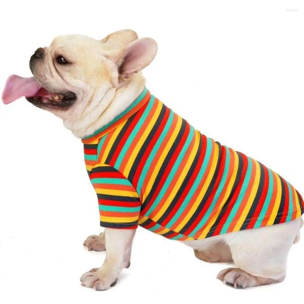 Hundebekleidung Haustier Strickhemd rund Hals in enger sitzender Stoff Streifenpullover hübsche Westen Weihnachtskleidung 2024