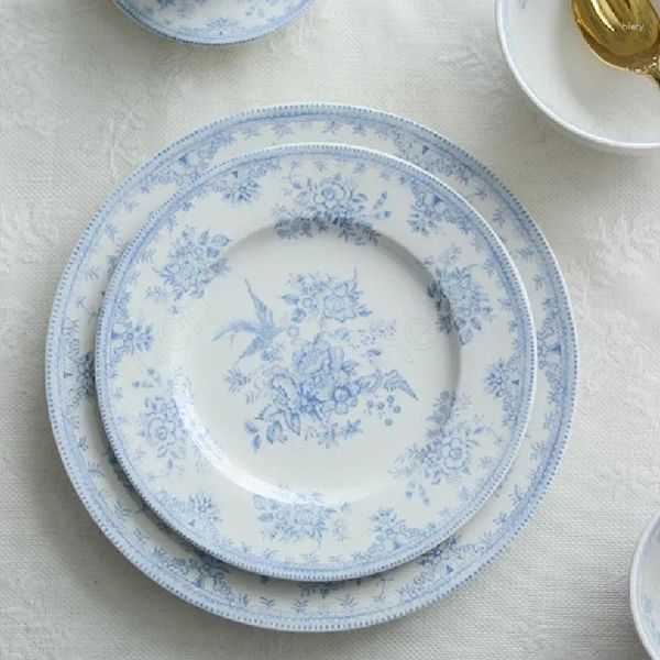 Piastre dipinte dipinte peonie underglaze ceramica piatto inglese bistecca pastorale pasta per le tavoli occidentali piatti da tè pomeridiano