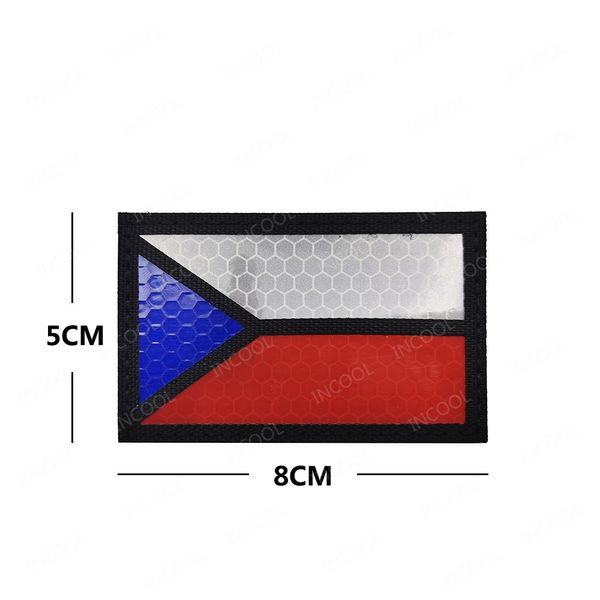 Tschechische Republik Infrarot IR Reflektierende Flagge bestickte Patches Militärtaktische Patches Emblem Blue Line Stickereien