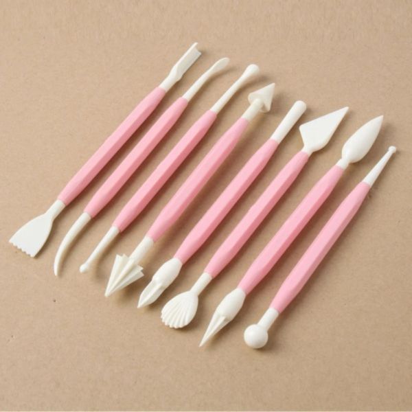 8pcs/Set Skulptur Zuckermodellierung Cutter Smoothere Polymer Tonform Fondant Blumenkaugummi -Paste Dekorieren Stiftwerkzeug Kit Kit