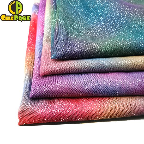 1 metro gradiente color tessuto in tessuto arcobaleno materiale in maglia illusorio per faro per bambini fai -da -te tagliare l'accetta