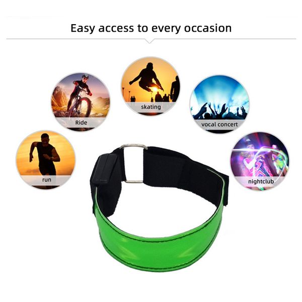 Faixa refletiva Luz de luz LED LED esportes ao ar livre Night Night Running Brandband Flashing Luminous Luminous Band Belt Cycling Light