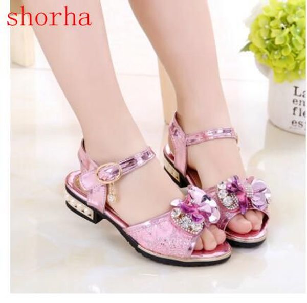 Mädchenschuhe echte Leder Kinder Kinder Sommer Mädchen Sandalen Schuhe Skidsichere Kleinkinder Kinder Kinder Blumenschuhe Größe 26-36