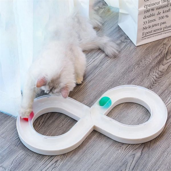 Creative Cat Toy Ball Número 8 Shape Intelligence Play Disc Racks Turnatable Interactive Tunnel Funny Kitten Stick Pet Supplies