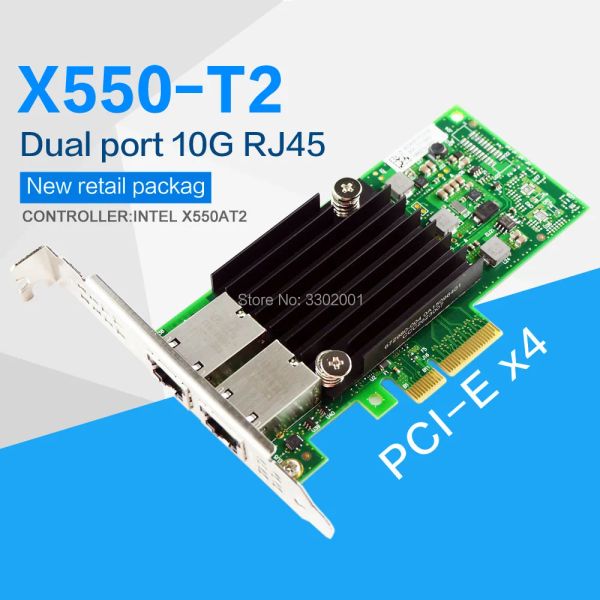 Kartlar Fanmi PCIE X4 X550T2 10G Ethernet Sunucu Adaptörü Çift Port Rj45 Birleşmiş Ağ Adaptörü X550T2BLK